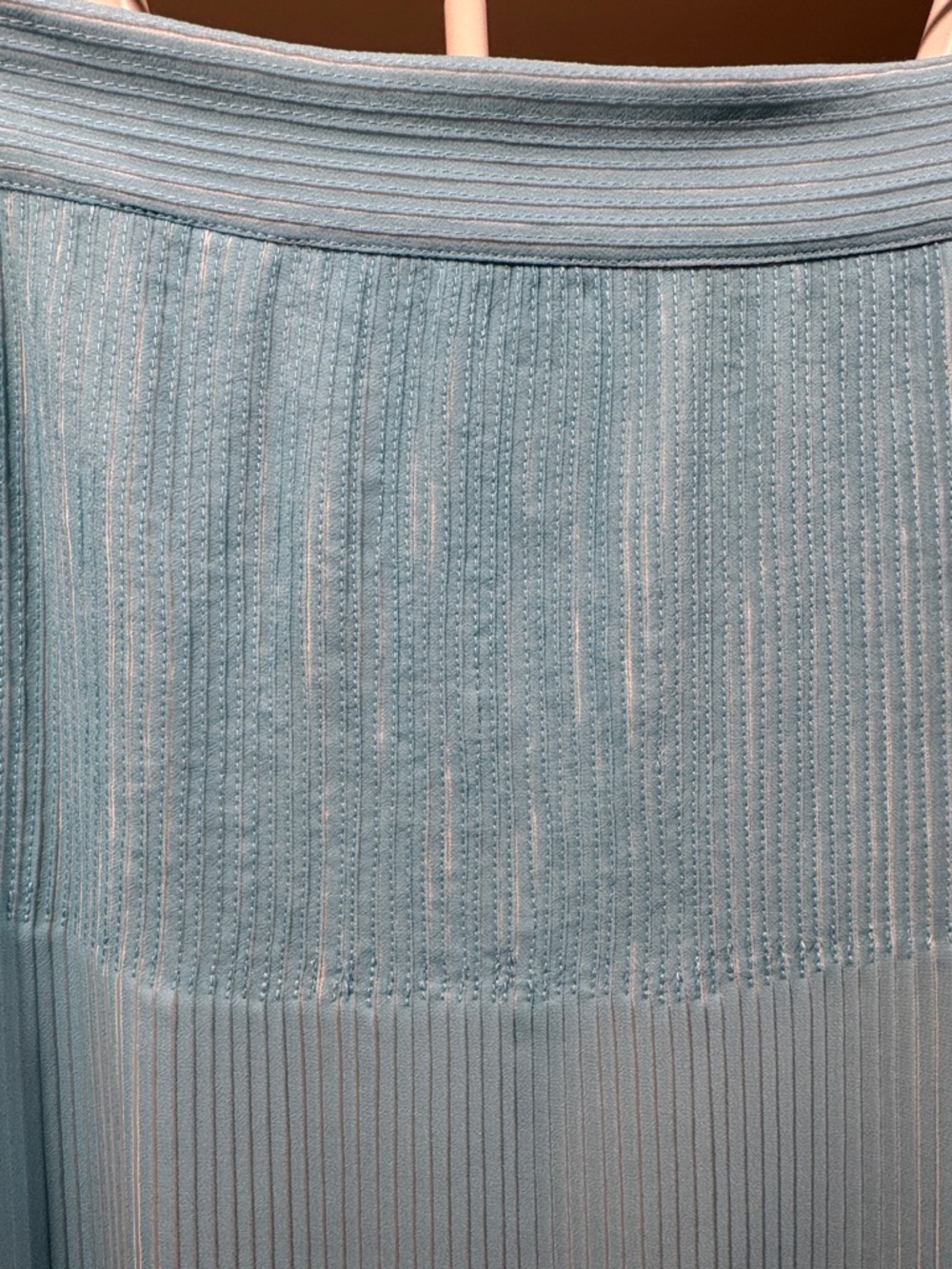 NWT Carlisle Light Aqua and White Micro Pleated Maxi Skirt Retail $658! - Picture 6 of 11